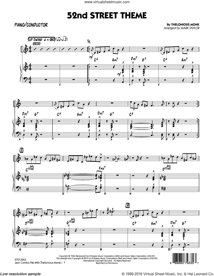 Jazz Combo Pak #48 (Thelonious Monk) (arr. Mark Taylor) (complete set of parts) sheet music for jazz band by Mark Taylor and Thelonious Monk, intermediate skill level
