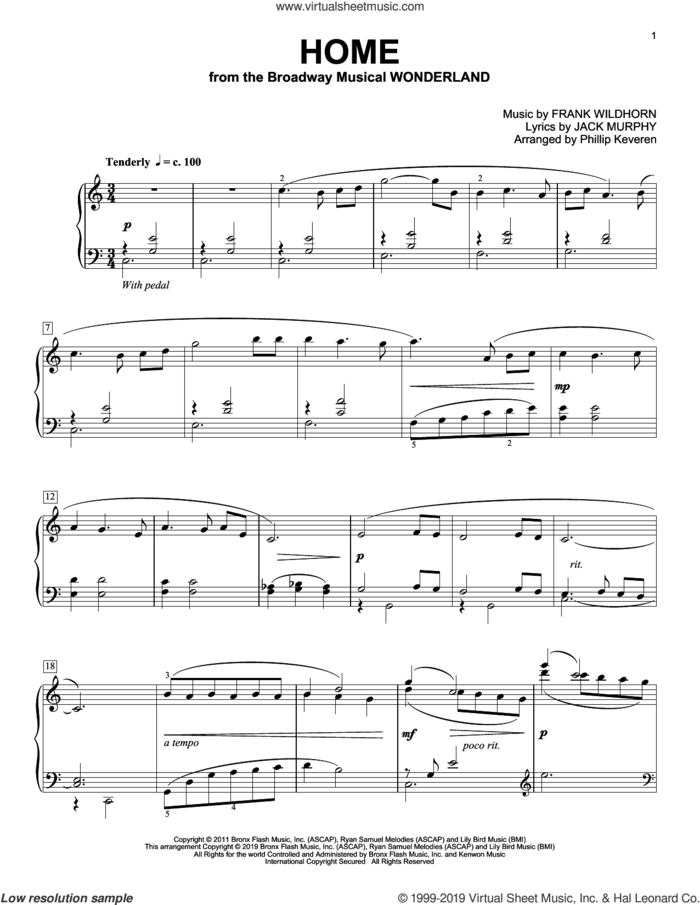 Home [Classical version] (from Wonderland) (arr. Phillip Keveren) sheet music for piano solo by Frank Wildhorn, Phillip Keveren and Jack Murphy, intermediate skill level