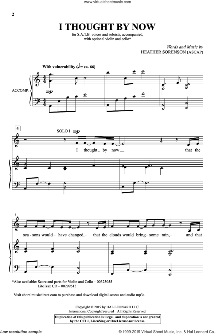 I Thought By Now sheet music for choir (SATB: soprano, alto, tenor, bass) by Heather Sorenson, intermediate skill level