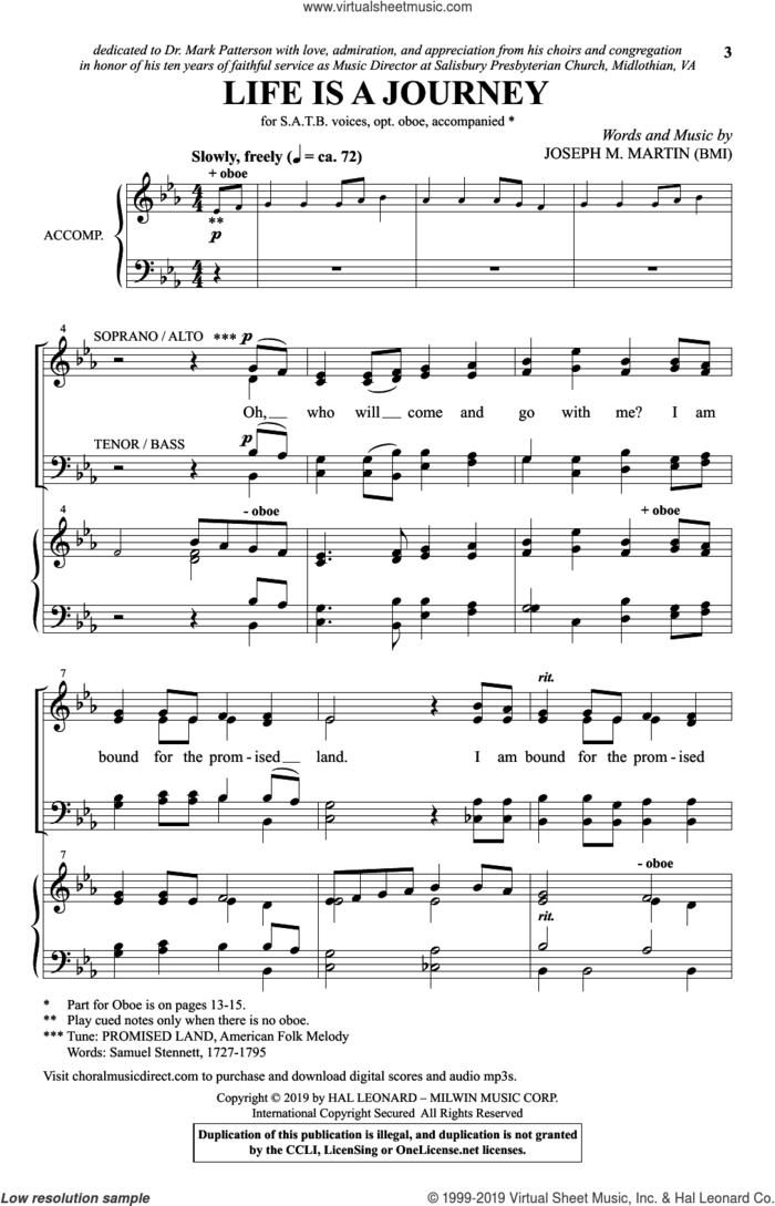 Life Is A Journey sheet music for choir (SATB: soprano, alto, tenor, bass) by Joseph M. Martin, intermediate skill level