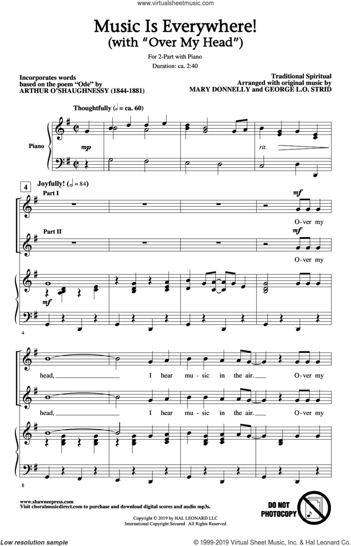 Music Is Everywhere! (with 'Over My Head') (arr. Marry Donnelly and George L.O. Strid) sheet music for choir (2-Part) , George L.O. Strid and Mary Donnelly, intermediate duet