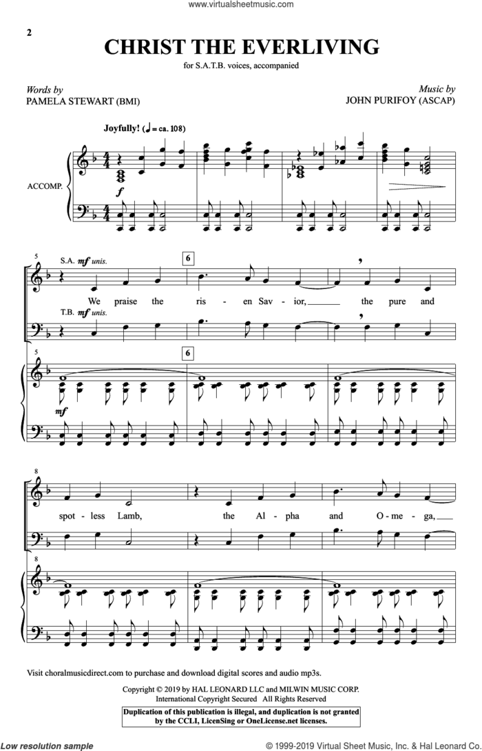 Christ The Everliving sheet music for choir (SATB: soprano, alto, tenor, bass) by John Purifoy, Pamela Stewart and Pamela Stewart and John Purifoy, intermediate skill level