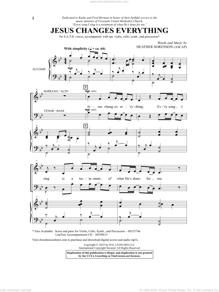 Jesus Changes Everything sheet music for choir (SATB: soprano, alto, tenor, bass) by Heather Sorenson, intermediate skill level