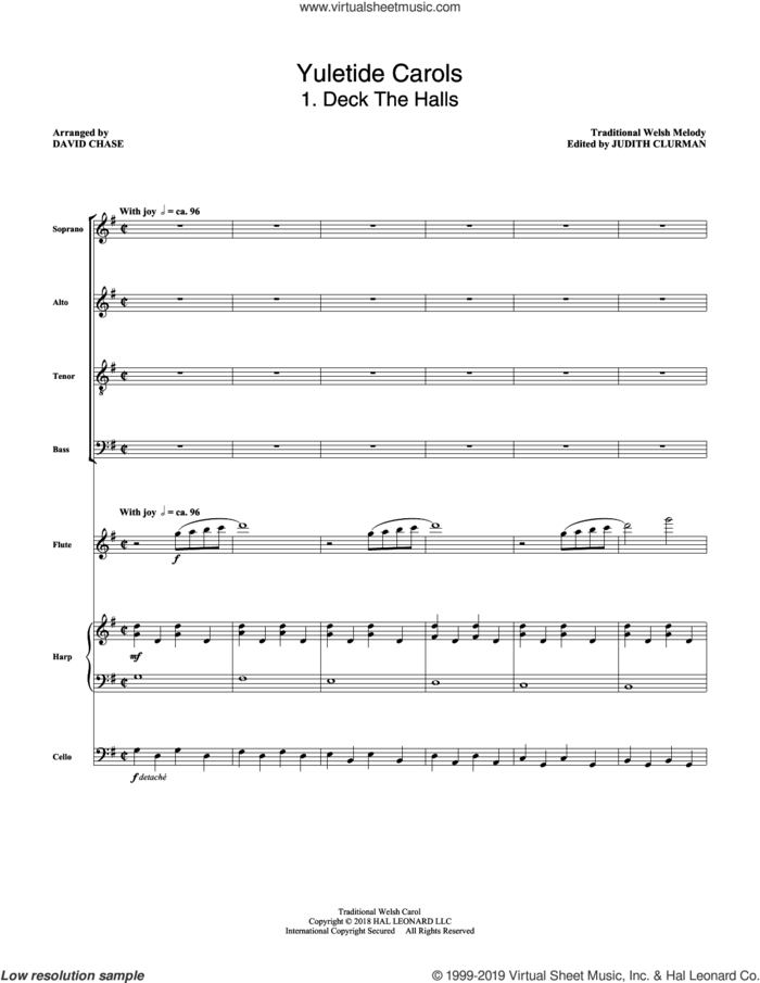 Yuletide Carols (COMPLETE) sheet music for orchestra/band by David Chase and Miscellaneous, intermediate skill level