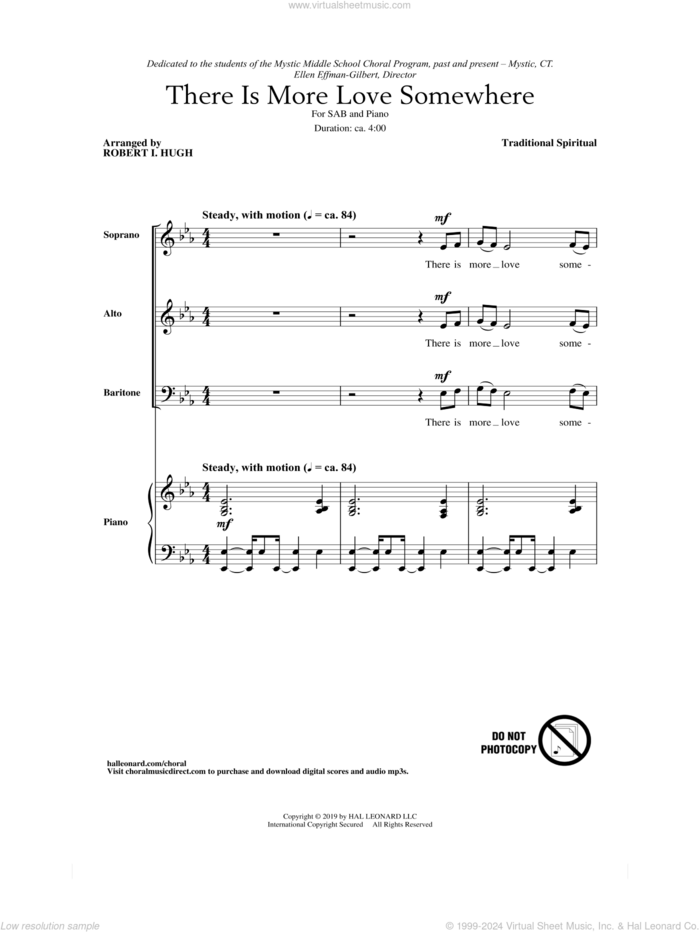 There Is More Love Somewhere (arr. Robert I. Hugh) sheet music for choir (SAB: soprano, alto, bass)  and Robert Hugh, intermediate skill level