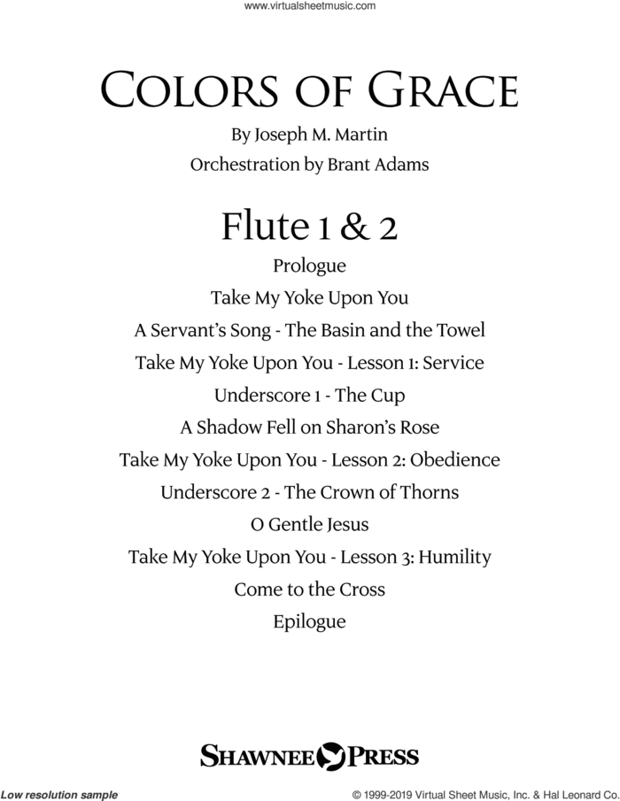 Colors of Grace, lessons for lent (new edition) (orchestra accompaniment) sheet music for orchestra/band (flute 1 and 2) by Joseph M. Martin, Douglas Nolan and J. Paul Williams, intermediate skill level