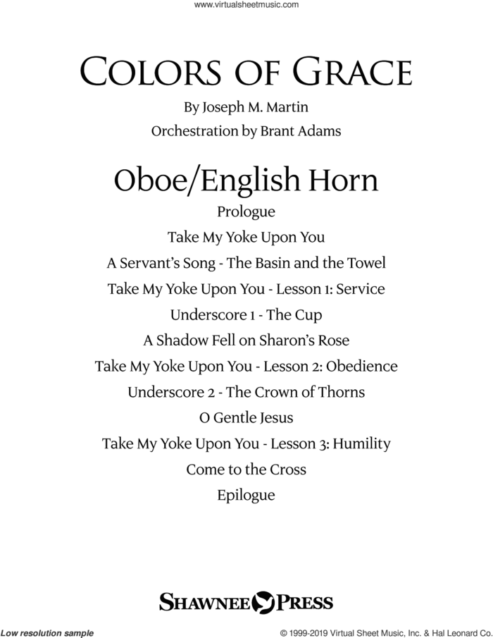 Colors of Grace, lessons for lent (new edition) (orchestra accompaniment) sheet music for orchestra/band (oboe/english horn) by Joseph M. Martin, Douglas Nolan and J. Paul Williams, intermediate skill level
