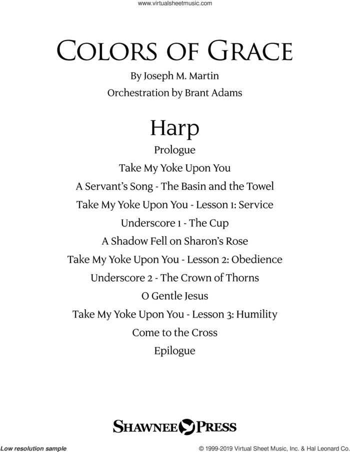 Colors of Grace, lessons for lent (new edition) (orchestra accompaniment) sheet music for orchestra/band (harp) by Joseph M. Martin, Douglas Nolan and J. Paul Williams, intermediate skill level