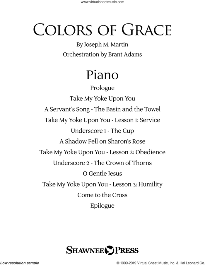 Colors of Grace, lessons for lent (new edition) (orchestra accompaniment) sheet music for orchestra/band (piano) by Joseph M. Martin, Douglas Nolan and J. Paul Williams, intermediate skill level