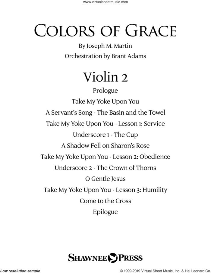 Colors of Grace, lessons for lent (new edition) (orchestra accompaniment) sheet music for orchestra/band (violin 2) by Joseph M. Martin, Douglas Nolan and J. Paul Williams, intermediate skill level