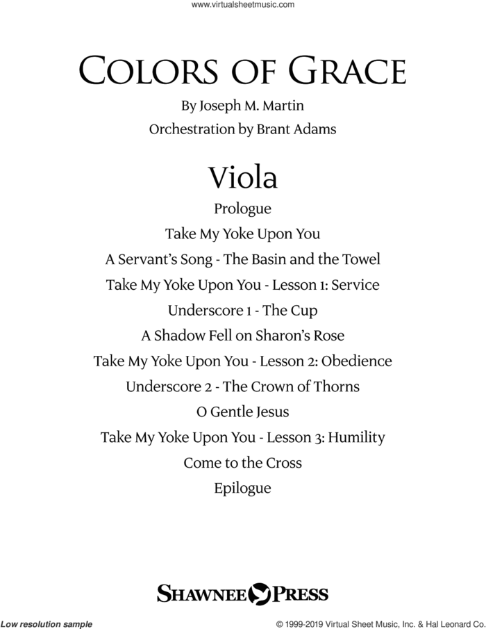 Colors of Grace, lessons for lent (new edition) (orchestra accompaniment) sheet music for orchestra/band (viola) by Joseph M. Martin, Douglas Nolan and J. Paul Williams, intermediate skill level