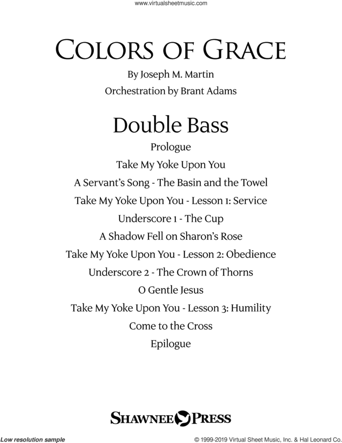 Colors of Grace, lessons for lent (new edition) (orchestra accompaniment) sheet music for orchestra/band (double bass) by Joseph M. Martin, Douglas Nolan and J. Paul Williams, intermediate skill level