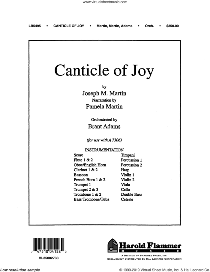Canticle Of Joy (COMPLETE) sheet music for orchestra/band by Joseph M. Martin, intermediate skill level