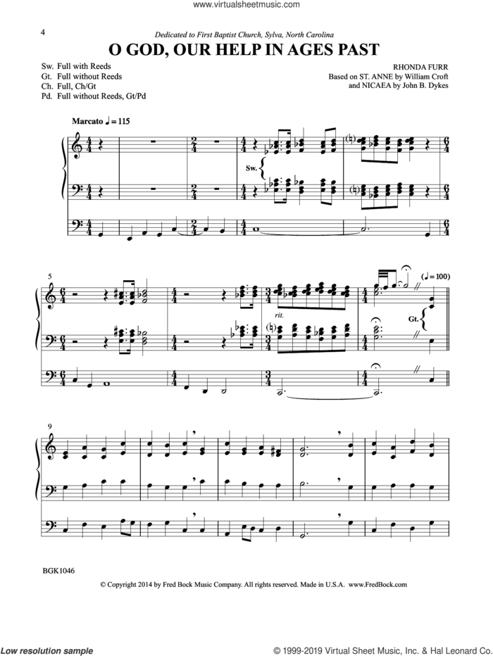 Be Thou My Vision sheet music for organ by Rhonda Furr, intermediate skill level