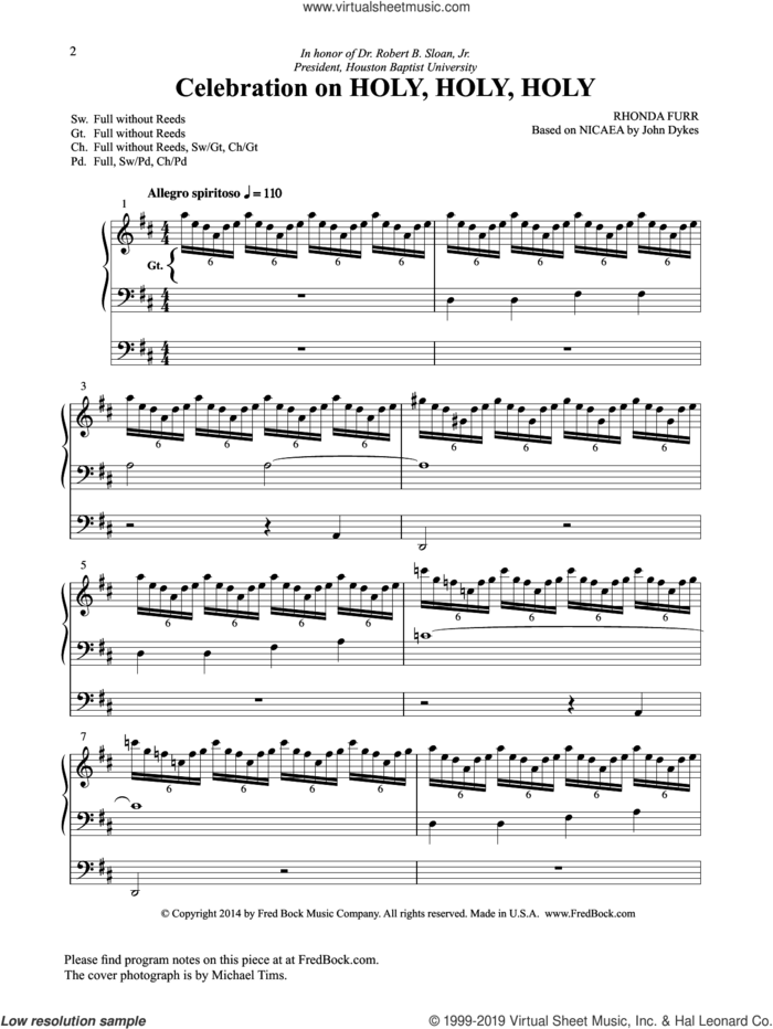 Celebration On Holy, Holy, Holy sheet music for organ by Rhonda Furr, intermediate skill level