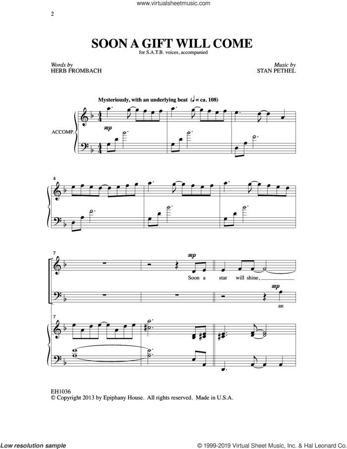 Soon A Gift Will Come sheet music for choir (SATB: soprano, alto, tenor, bass) by Stan Pethel and Herb Frombach, intermediate skill level