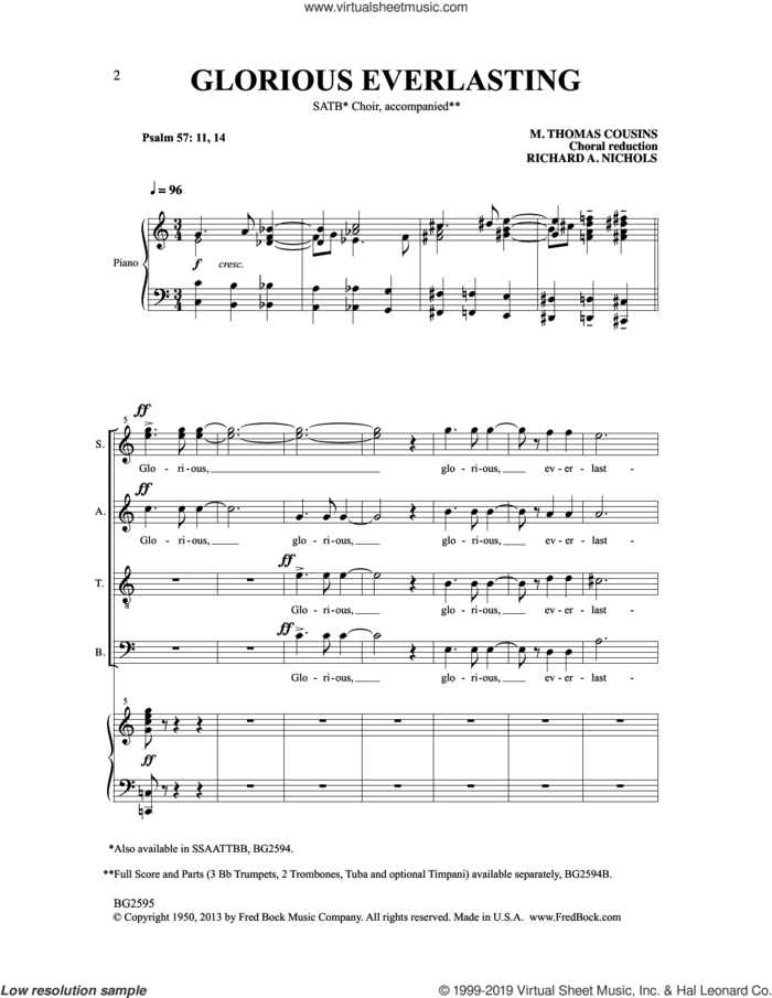Glorious Everlasting sheet music for choir (SSAATTBB) by M. Thomas Cousins, intermediate skill level