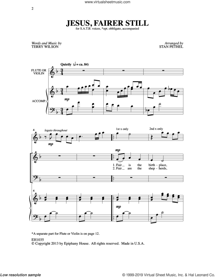 Jesus, Fairer Still (arr. Stan Pethel) sheet music for choir (SATB: soprano, alto, tenor, bass) by Terry Wilson and Stan Pethel, intermediate skill level