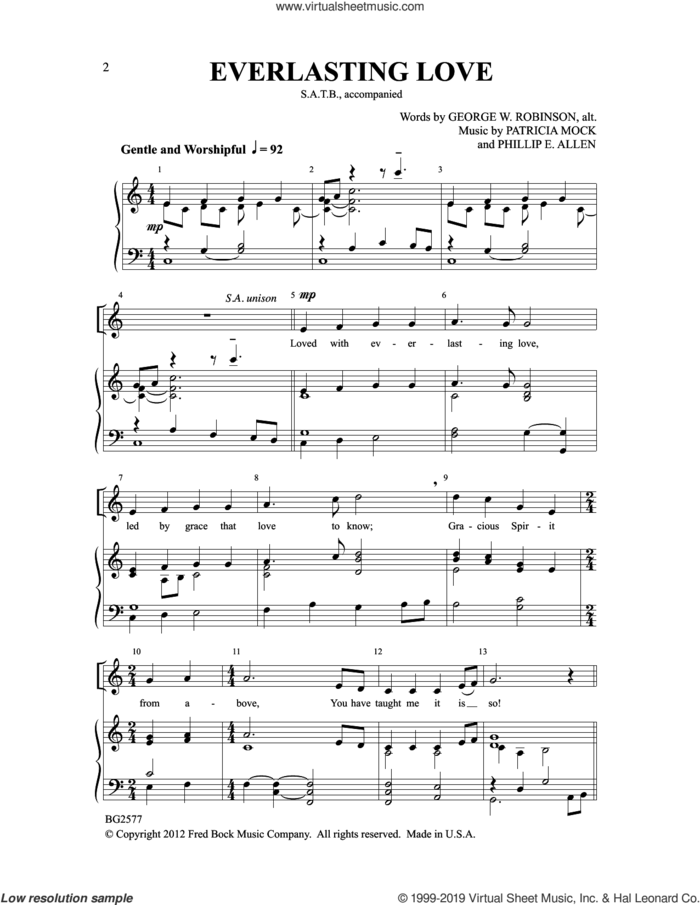 Everlasting Love sheet music for choir (SATB: soprano, alto, tenor, bass) by Patricia Mock, Patricia Mock & Phillip E. Allen and Phillip E. Allen, intermediate skill level