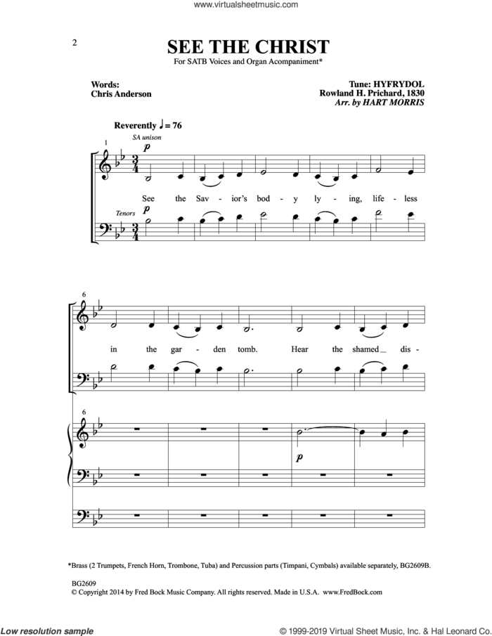 See The Christ (arr. Hart Morris) sheet music for choir (SATB: soprano, alto, tenor, bass) by Rowland Prichard, Hart Morris and Hyfrydol, intermediate skill level
