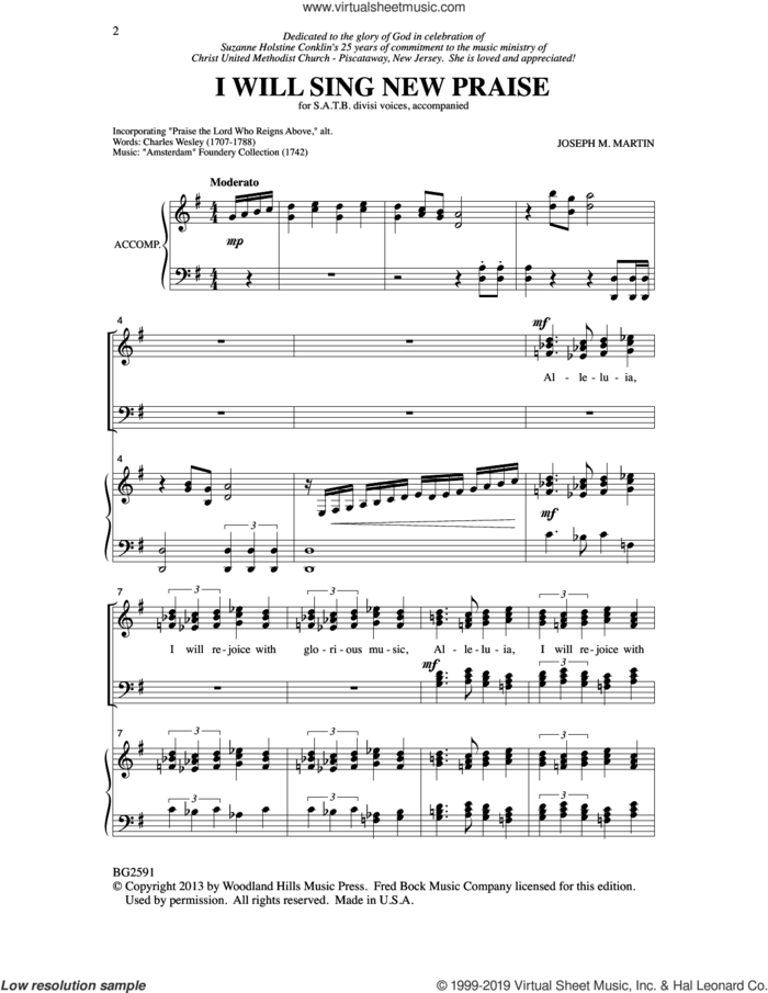 I Will Sing New Praise sheet music for choir (SATB: soprano, alto, tenor, bass) by Joseph M. Martin, intermediate skill level