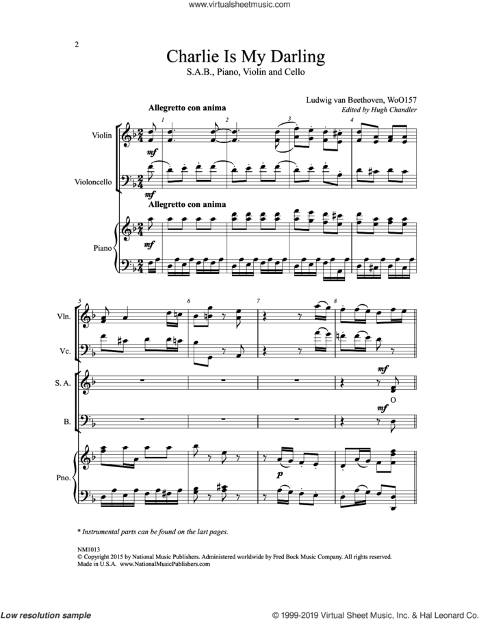 Charlie Is My Darling (ed. Hugh Chandler) sheet music for choir (SAB: soprano, alto, bass) by Ludwig van Beethoven and Hugh Chandler, classical score, intermediate skill level