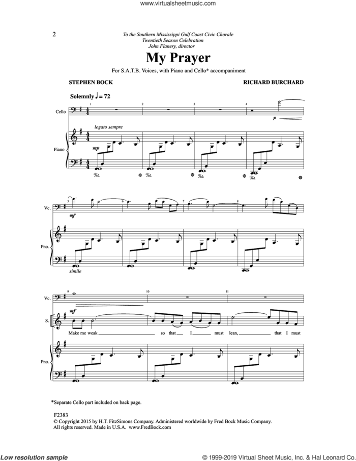 My Prayer sheet music for choir (SATB: soprano, alto, tenor, bass) by Richard Burchard and Stephen Bock, intermediate skill level