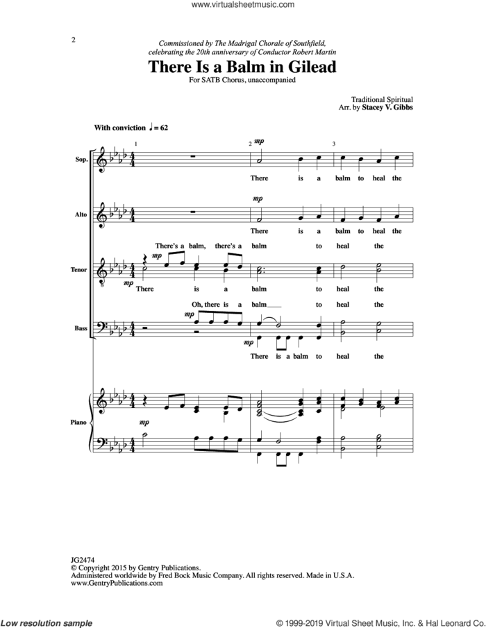There Is A Balm In Gilead (arr. Stacey V. Gibbs) sheet music for choir (SATB: soprano, alto, tenor, bass)  and Stacey V. Gibbs, intermediate skill level