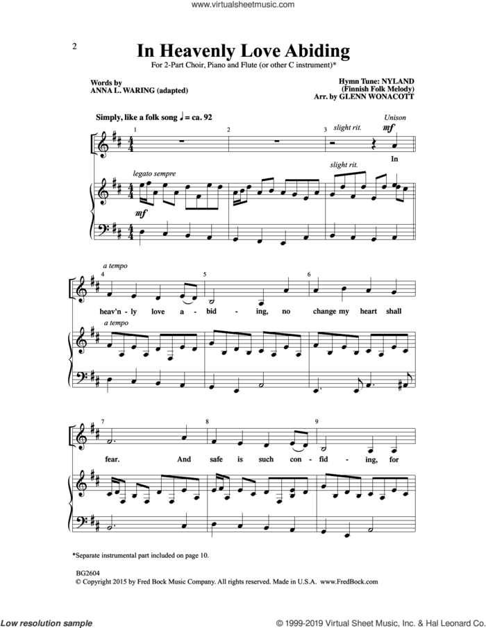 In Heavenly Love Abiding (arr. Glenn Wonacott) sheet music for choir (SATB: soprano, alto, tenor, bass) by Finnish Folk Melody and Glenn Wonacott, intermediate skill level