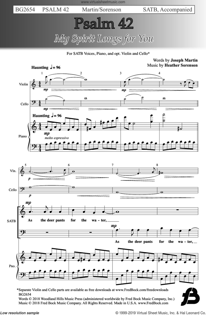 Psalm 42 sheet music for choir (SATB: soprano, alto, tenor, bass) by Heather Sorenson and Joseph M. Martin, intermediate skill level