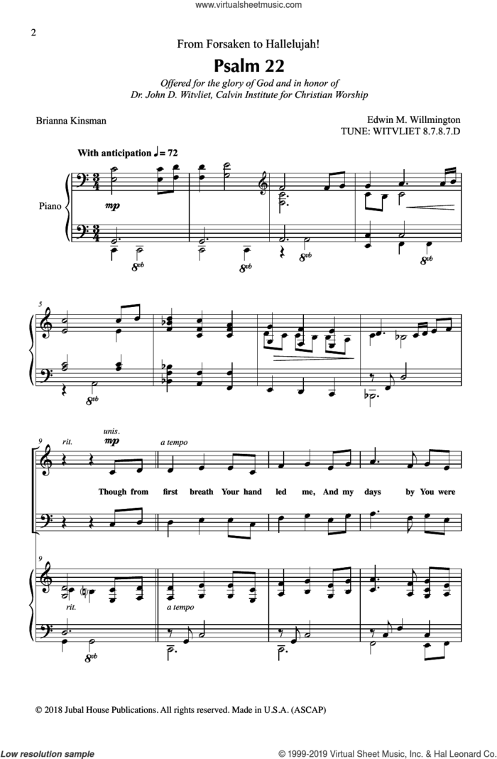 Psalm 22 sheet music for choir (SATB: soprano, alto, tenor, bass) by Ed Willmington, intermediate skill level
