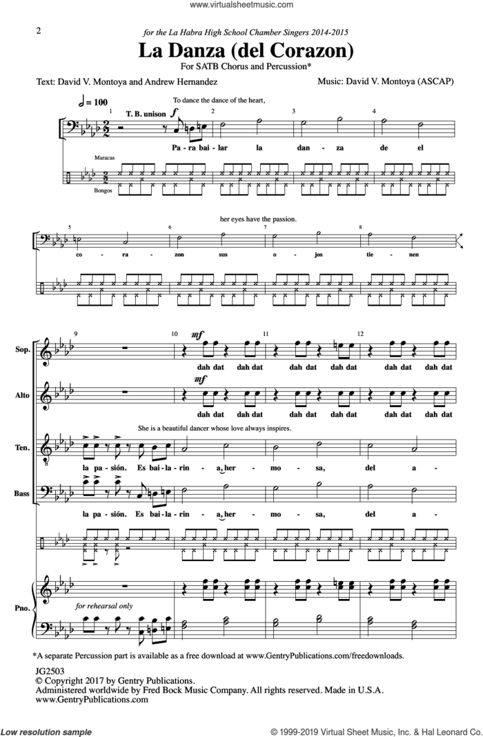La Danza Del Corazon sheet music for choir (SATB: soprano, alto, tenor, bass) by David Montoya and Andrew Hernandez, intermediate skill level