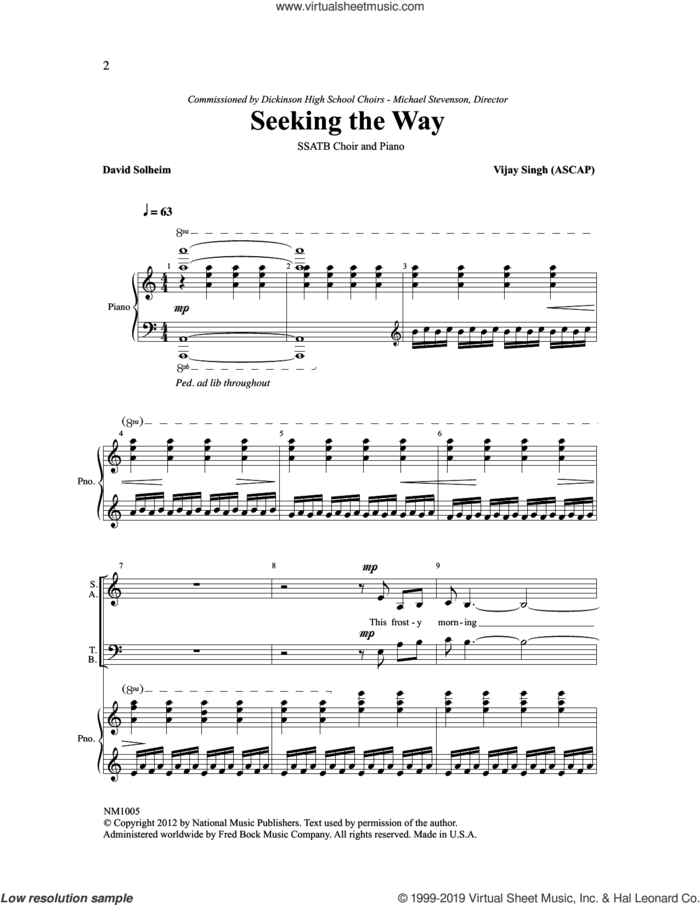 Seeking The Way sheet music for choir (SATB: soprano, alto, tenor, bass) by Vijay Singh and David Solheim, intermediate skill level