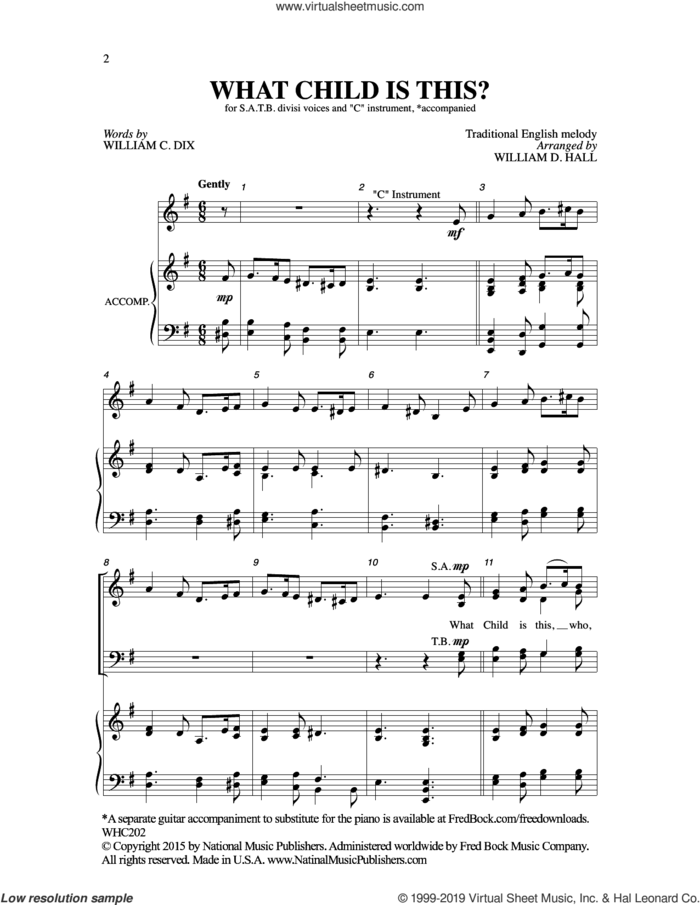 What Child Is This (arr. William D. Hall) sheet music for choir (SATB: soprano, alto, tenor, bass) by William Chatterton Dix, William D. Hall and Miscellaneous, intermediate skill level
