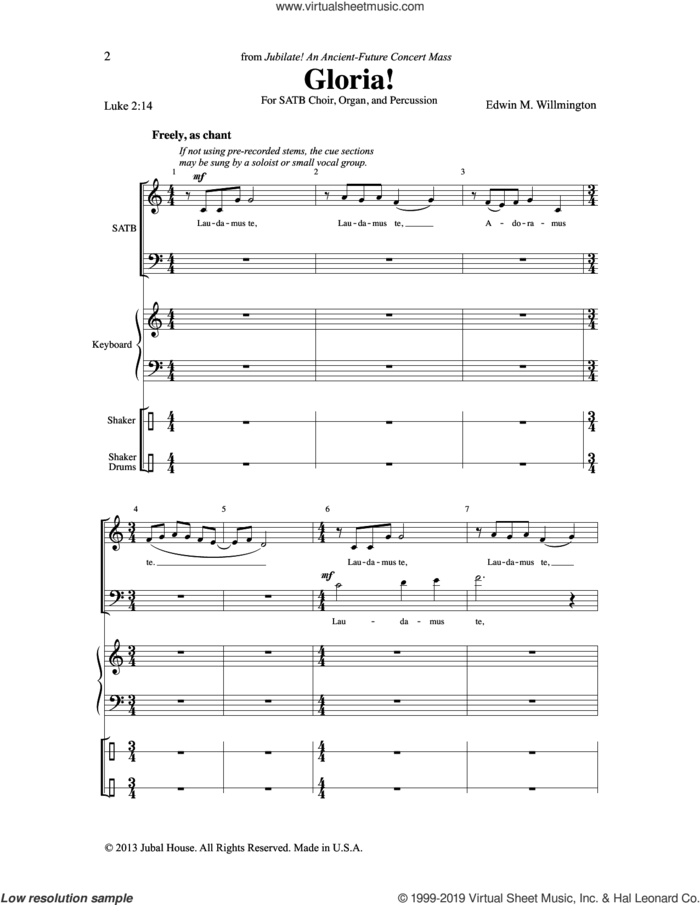 Gloria! (from 'Jubilate') sheet music for choir (SATB: soprano, alto, tenor, bass) by Edwin M. Willmington, intermediate skill level