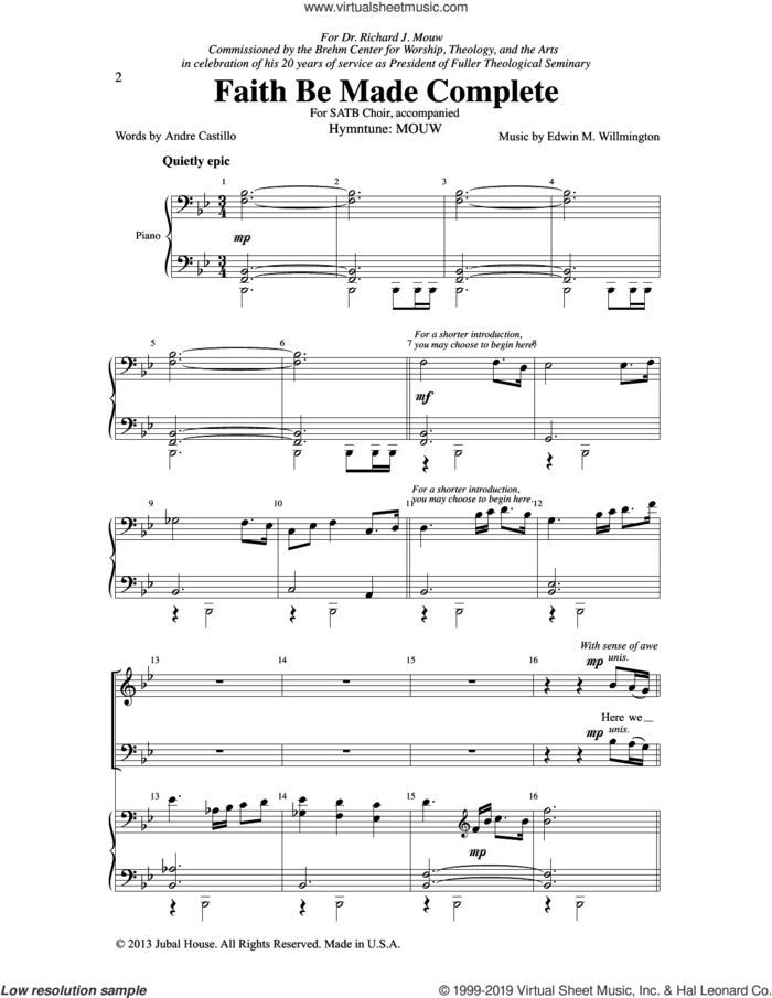 Faith Be Made Complete sheet music for choir (SATB: soprano, alto, tenor, bass) by Edwin M. Willmington and Andre Castillo, intermediate skill level