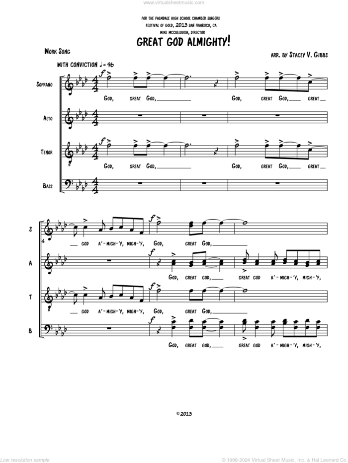 Great God Almighty (arr. Stacey V. Gibbs) sheet music for choir (SATB: soprano, alto, tenor, bass) by Work Song and Stacey V. Gibbs, intermediate skill level