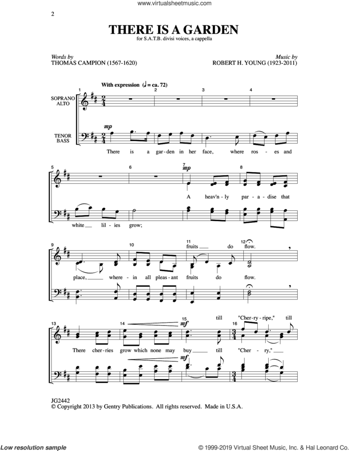 There Is A Garden sheet music for choir (SATB: soprano, alto, tenor, bass) by Robert H. Young and Thomas Campion, intermediate skill level