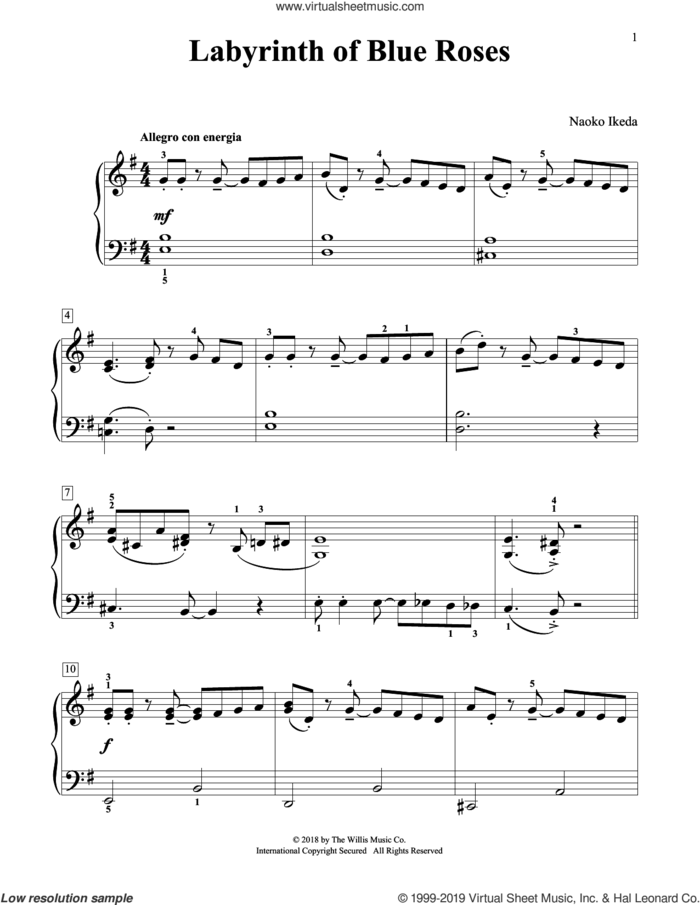 Labyrinth Of Blue Roses sheet music for piano solo (elementary) by Naoko Ikeda, beginner piano (elementary)