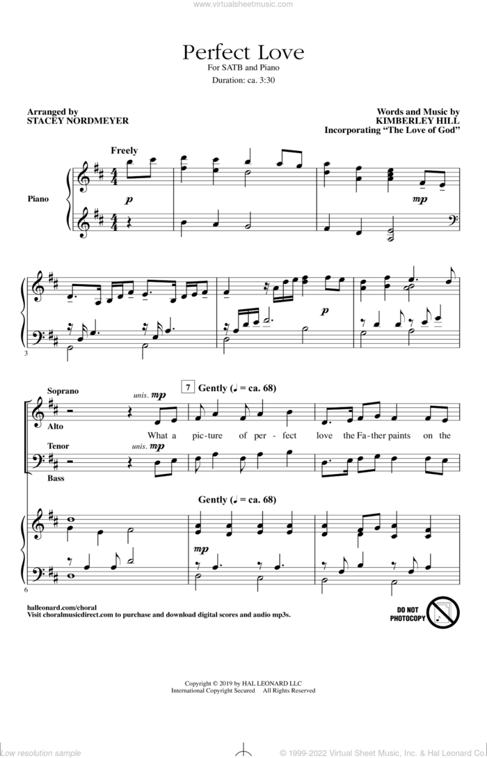 Perfect Love (arr. Stacey Nordmeyer) sheet music for choir (SATB: soprano, alto, tenor, bass) by Kimberley Hill and Stacey Nordmeyer, intermediate skill level
