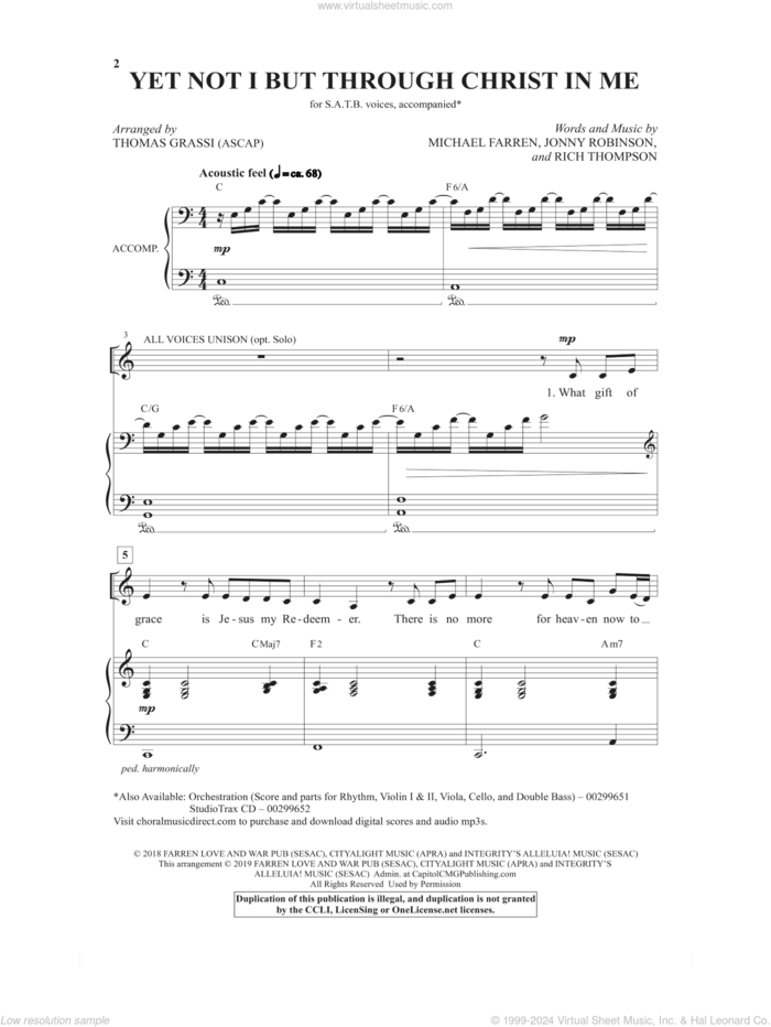 Yet Not I But Through Christ In Me (arr. Thomas Grassi) sheet music for choir (SATB: soprano, alto, tenor, bass) by City Alight, Thomas Grassi, Jonny Robison, Michael Farren and Rich Thompson, intermediate skill level