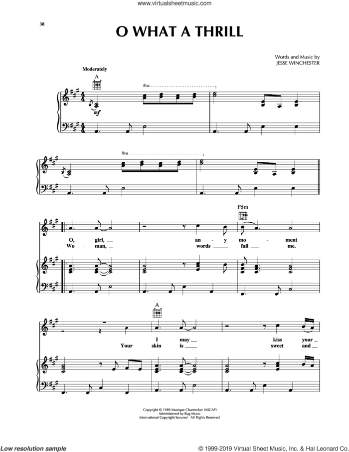 O What A Thrill sheet music for voice, piano or guitar by The Mavericks and Jesse Winchester, intermediate skill level
