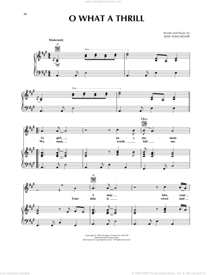 O What A Thrill sheet music for voice, piano or guitar by The Mavericks and Jesse Winchester, intermediate skill level