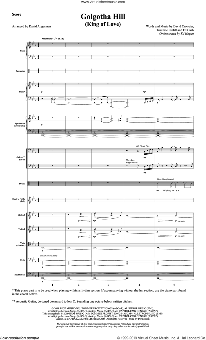 Golgotha Hill (King of Love) (arr. David Angerman) (COMPLETE) sheet music for orchestra/band by Ed Cash, David Angerman, David Crowder and Tommee Profitt, intermediate skill level