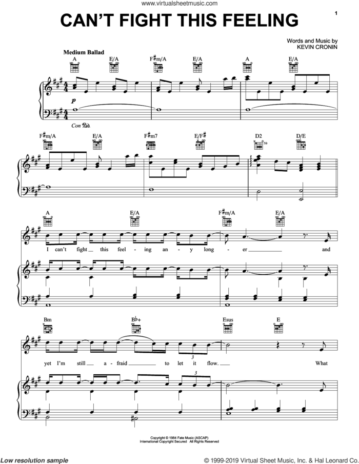 Can't Fight This Feeling (John Lewis 2019) sheet music for voice, piano or guitar by Dan Smith, REO Speedwagon and Kevin Cronin, intermediate skill level