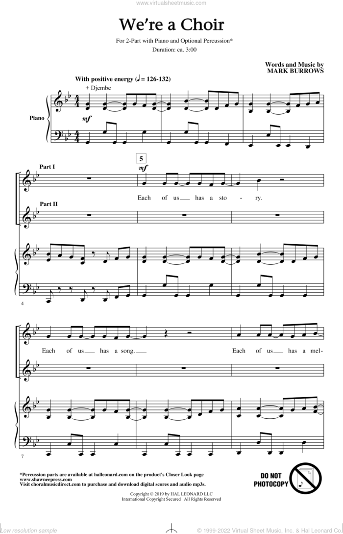 We're A Choir! sheet music for choir (2-Part) by Mark Burrows, intermediate duet