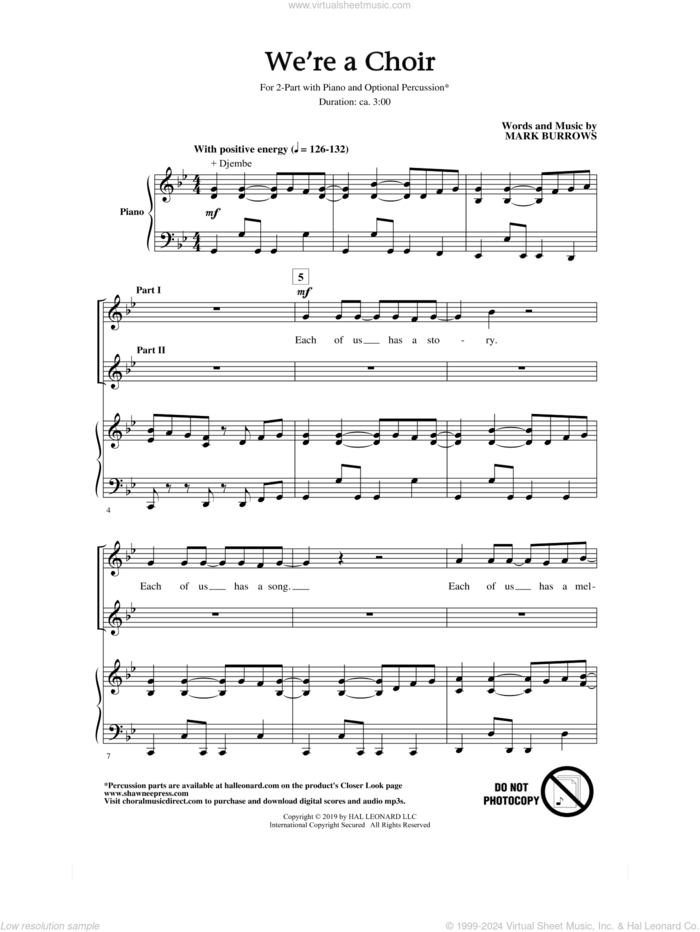 We're A Choir! sheet music for choir (2-Part) by Mark Burrows, intermediate duet