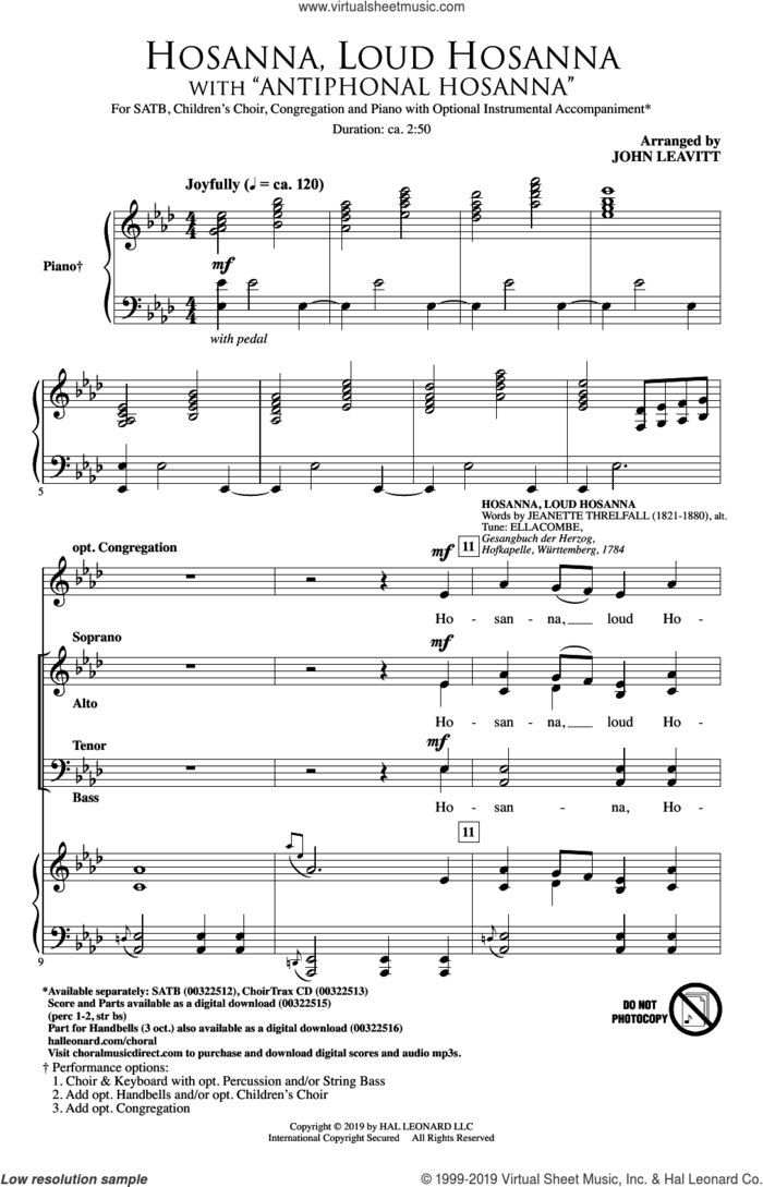 Hosanna, Loud Hosanna (with 'Antiphonal Hosanna') sheet music for choir (SATB: soprano, alto, tenor, bass) by John Leavitt, intermediate skill level