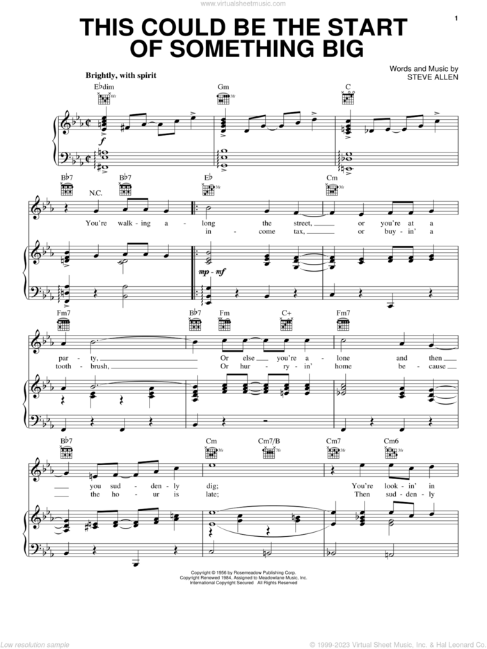 This Could Be The Start Of Something Big sheet music for voice, piano or guitar by Steve Allen, intermediate skill level
