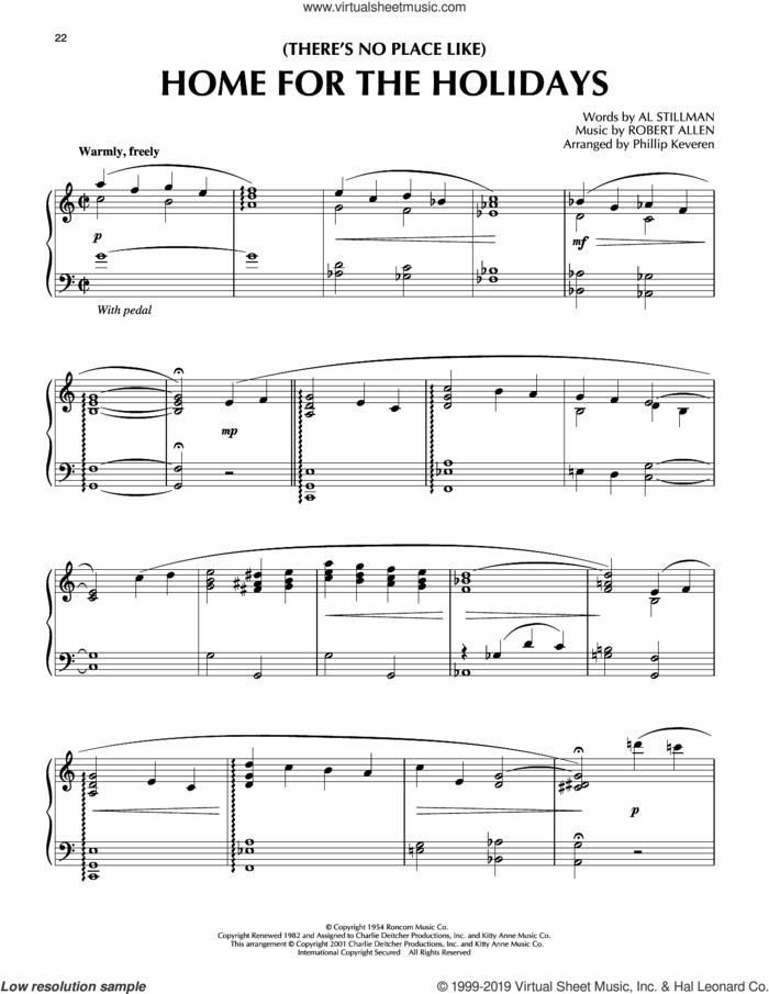 (There's No Place Like) Home For The Holidays [Jazz version] (arr. Phillip Keveren) sheet music for piano solo by Perry Como, Phillip Keveren, Al Stillman and Robert Allen, intermediate skill level